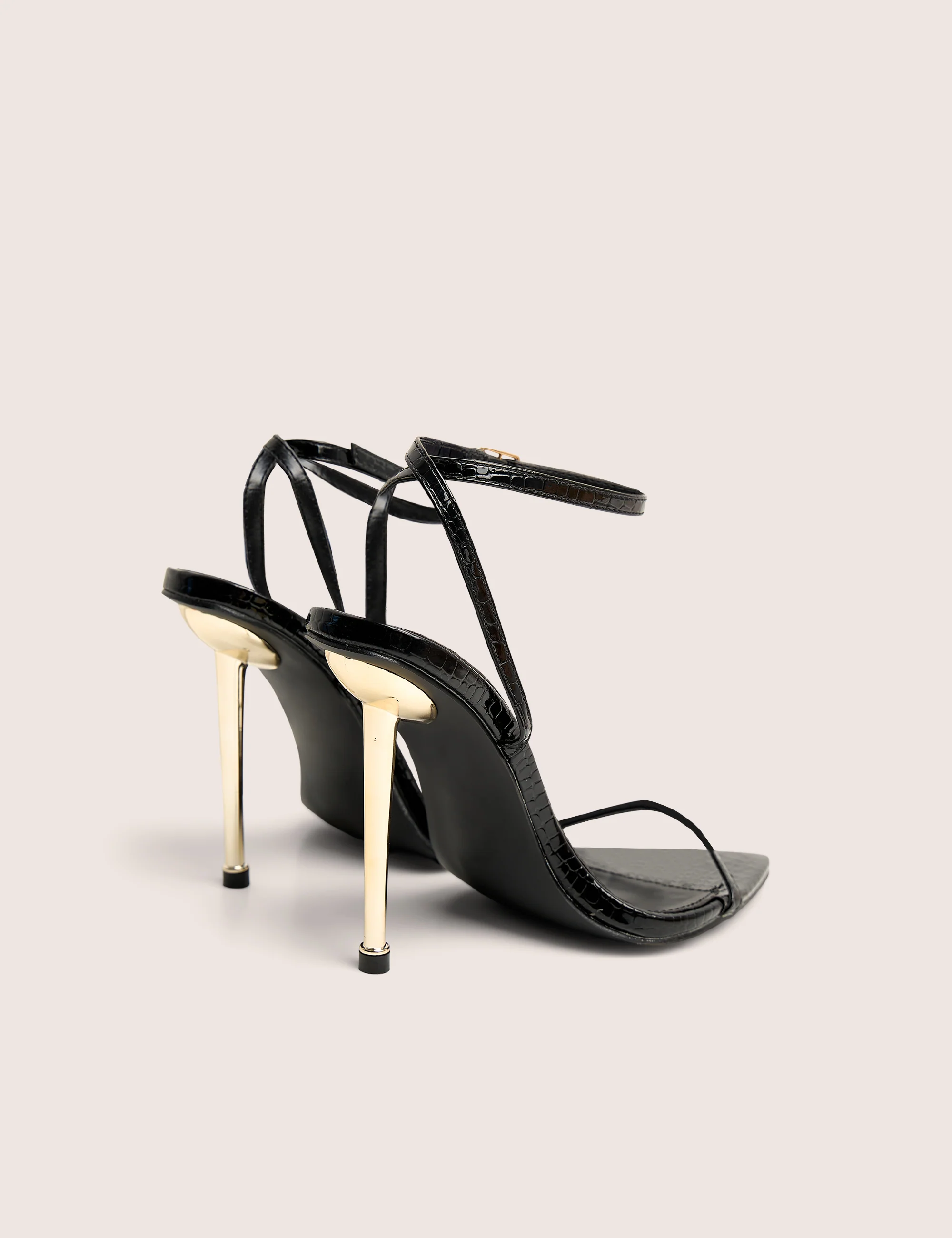 Legacy Wide Fit Black Croc Barely There Pointed Toe Stiletto Heels - Image 3